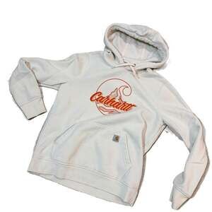Carhartt Relaxed Fit Midweight Mountain Logo Graphic Hoodie - Cream / Orange